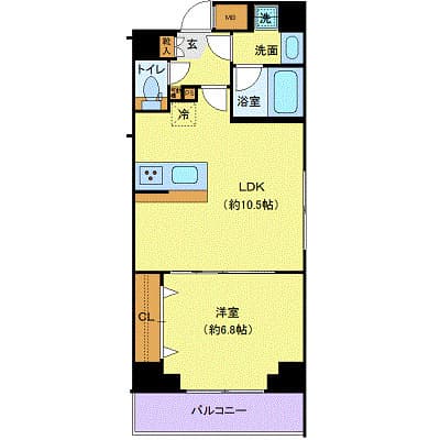 1LDKの間取り図