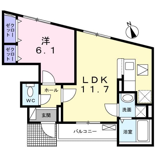 1LDKの間取り図