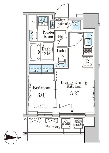 1LDKの間取り図