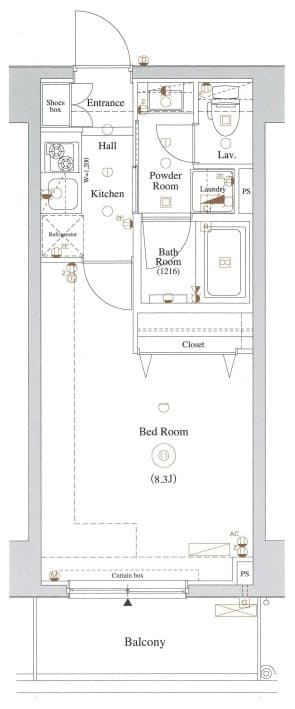 1Kの間取り図