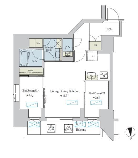 2LDKの間取り図