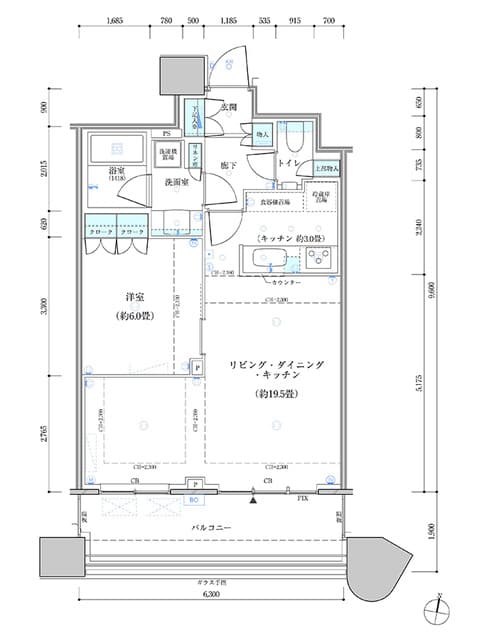 1LDKの間取り図