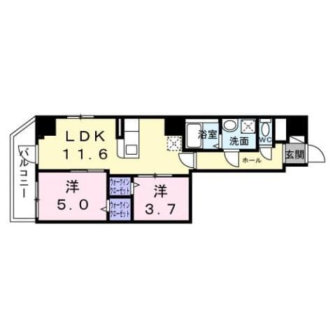 2LDKの間取り図