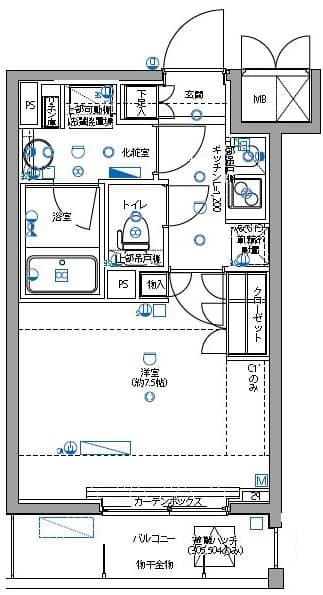 1Kの間取り図