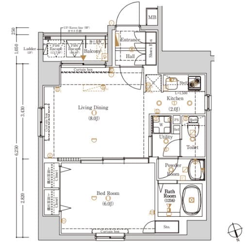 1LDKの間取り図