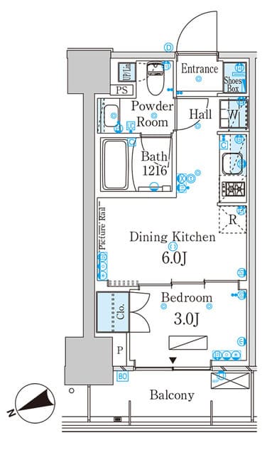1DKの間取り図