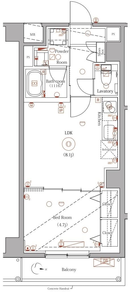 1LDKの間取り図