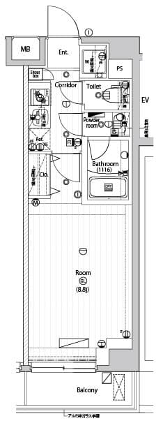 1Kの間取り図
