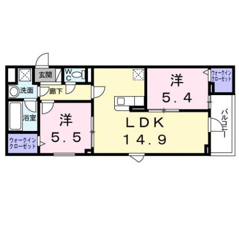 2LDKの間取り図