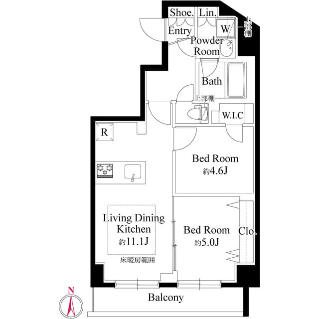 2LDKの間取り図