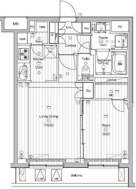 1LDKの間取り図