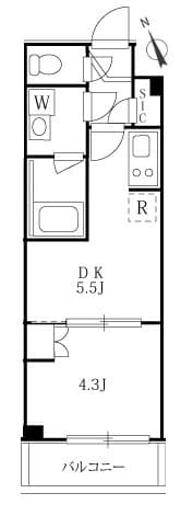1DKの間取り図