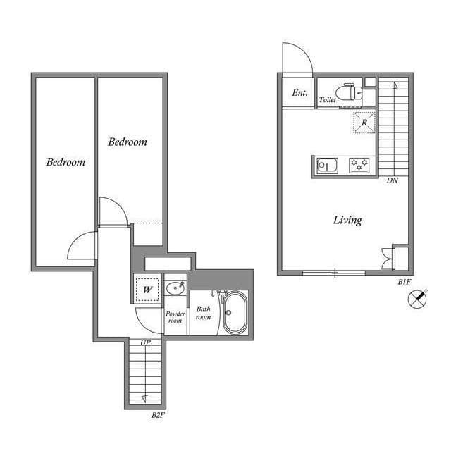 2DKの間取り図