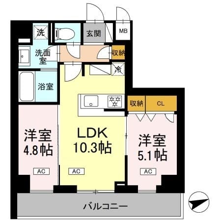 2LDKの間取り図