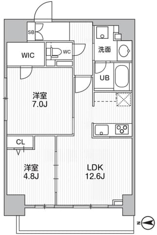2LDKの間取り図