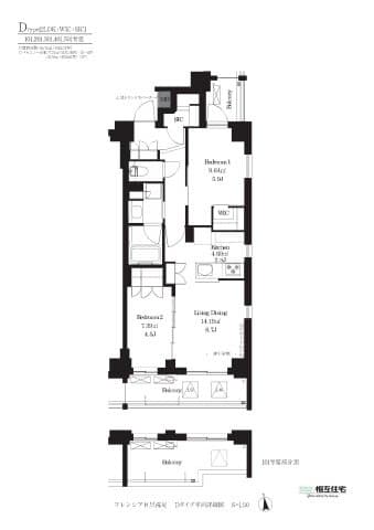 2LDKの間取り図