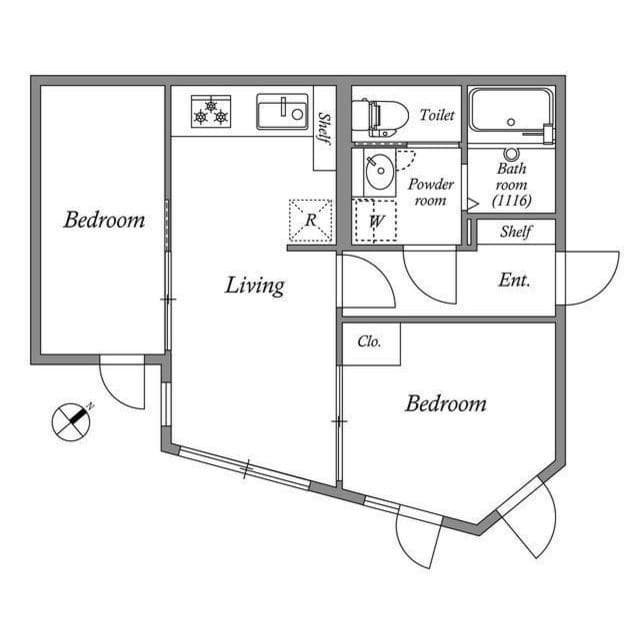 2DKの間取り図