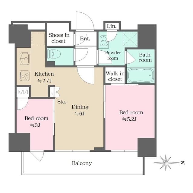 2DKの間取り図