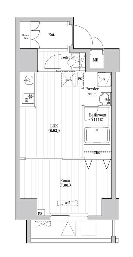 1DKの間取り図