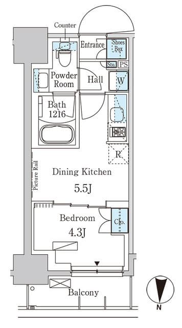 1DKの間取り図