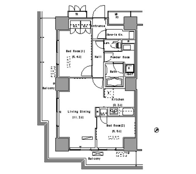 2LDKの間取り図