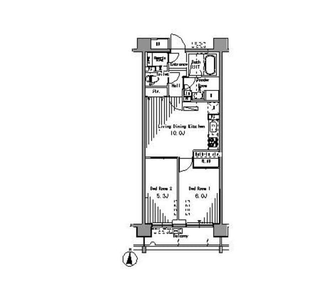 2LDKの間取り図