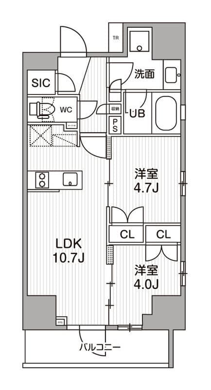 2LDKの間取り図