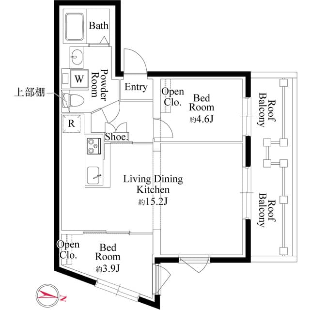 2LDKの間取り図