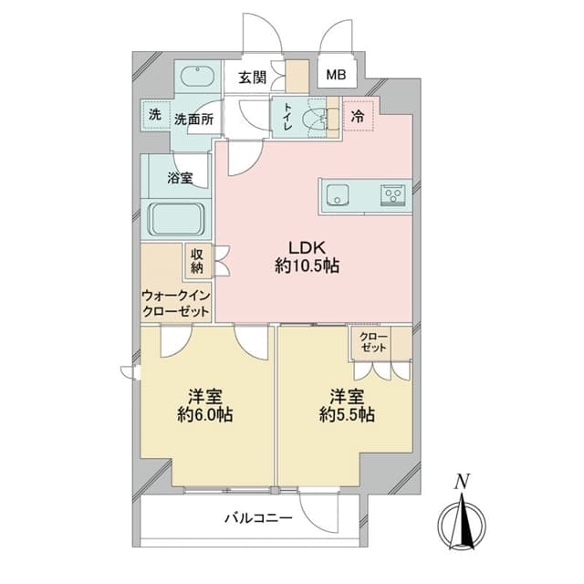 2LDKの間取り図