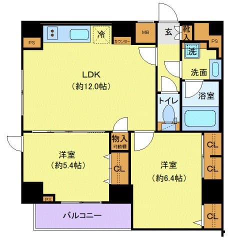 2LDKの間取り図