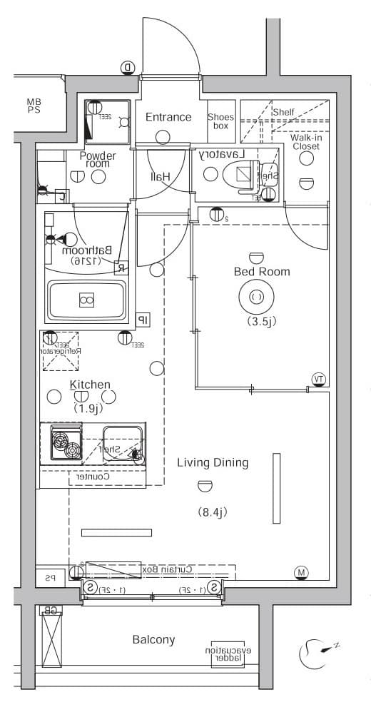 1LDKの間取り図