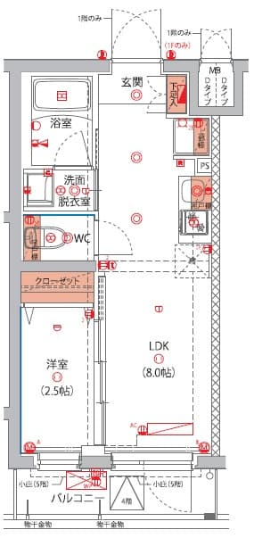 1LDKの間取り図