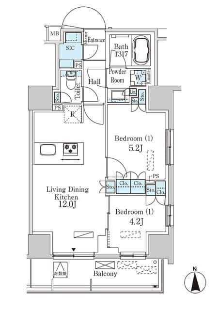 2LDKの間取り図