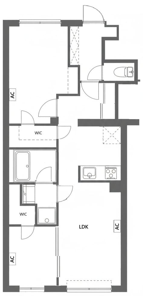 2LDKの間取り図