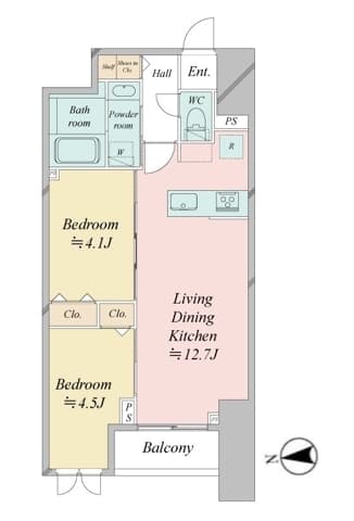 2LDKの間取り図