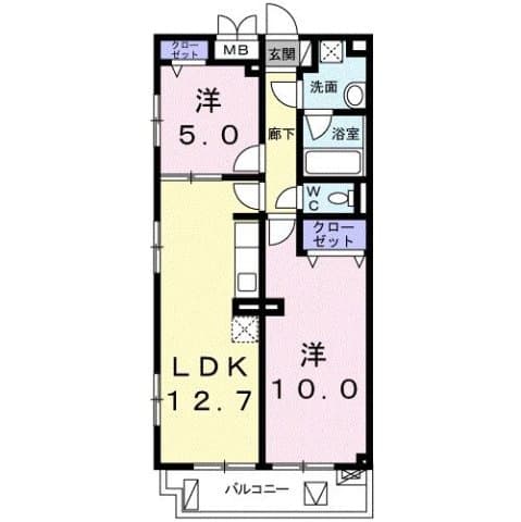 2LDKの間取り図