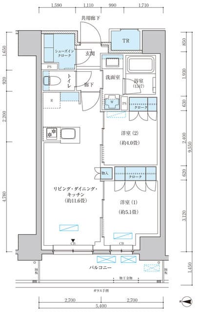 2LDKの間取り図