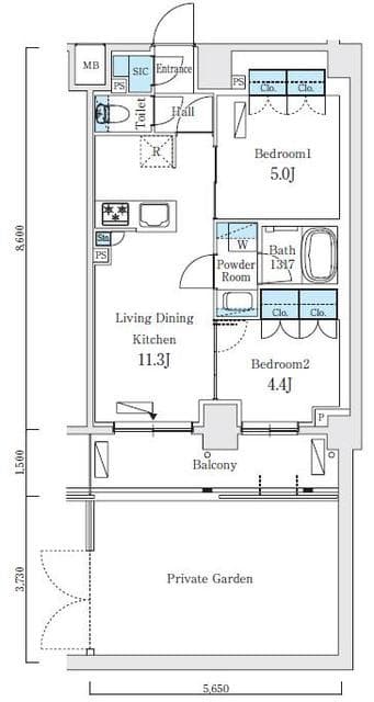 2LDKの間取り図