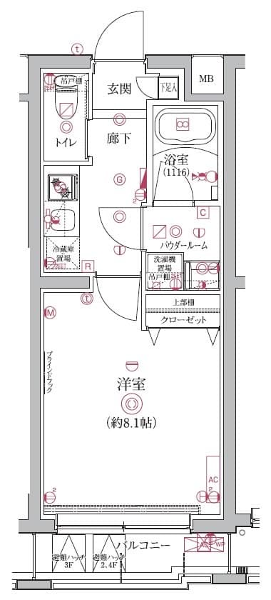 1Kの間取り図