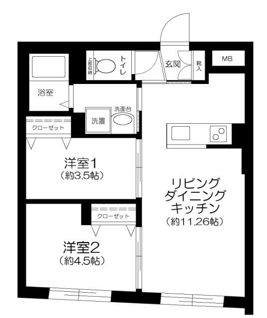 2LDKの間取り図