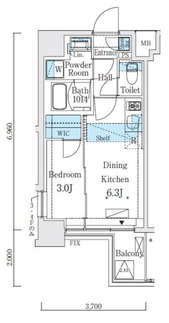 1DKの間取り図