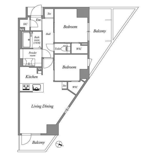 2LDKの間取り図