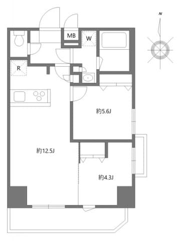 2LDKの間取り図