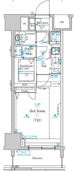 1Kの間取り図