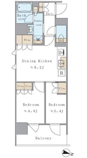 2DKの間取り図