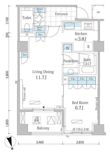 1LDKの間取り図