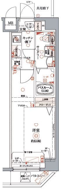 1Kの間取り図