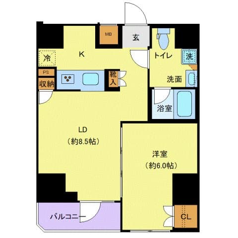 1LDKの間取り図