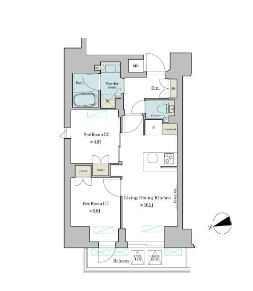 2LDKの間取り図