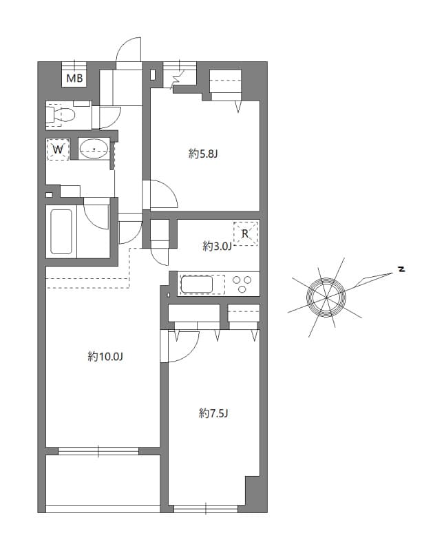 2LDKの間取り図